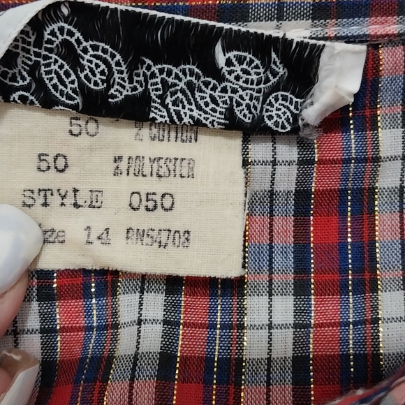 VINTAGE 1970'S WESTERN PEARL BUTTON DOWN PLAID SHIRT SIZE M - Picture 5 of 7